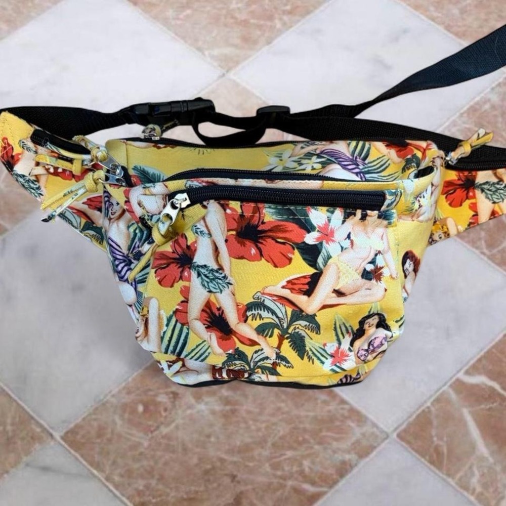 Hawaiian Floral Pin Up Retro Aloha Fanny Pack‎ Belt Bag